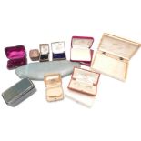 A collection of vintage jewellery boxes including 'Goldsmiths & Silversmiths Company', 'Parsons,