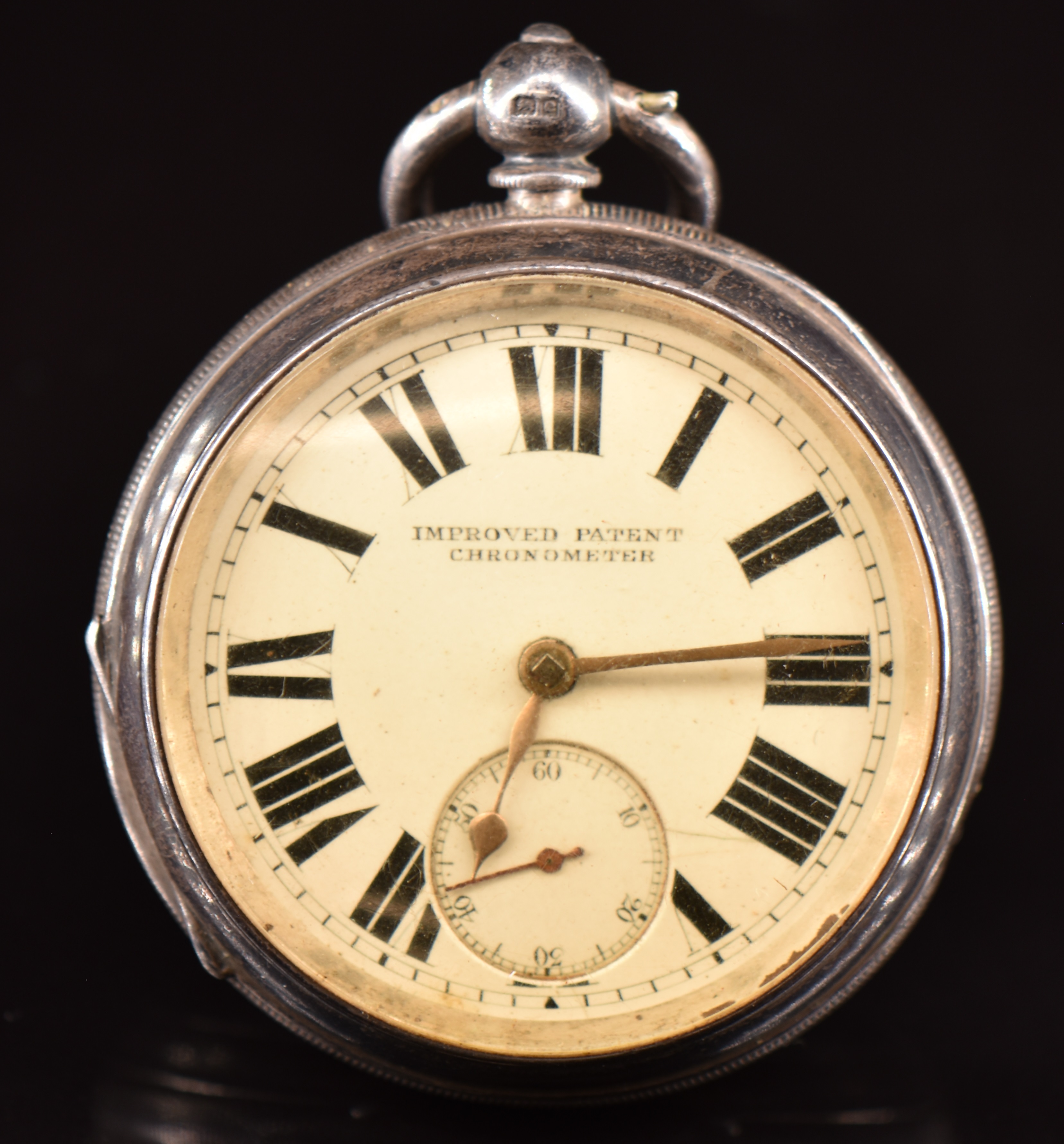 C Berry of Hatton Garden hallmarked silver open faced pocket watch with inset subsidiary seconds