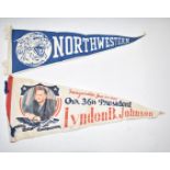 Lyndon B Johnson 1965 American President Inauguration pennant and one other, L74cm