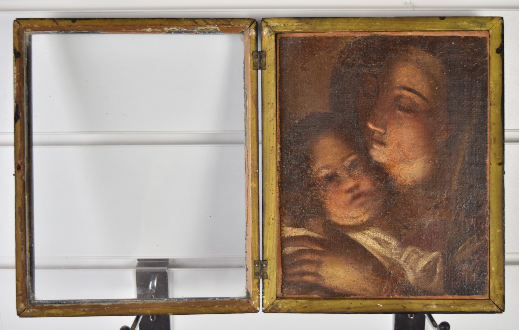 Oil on canvas laid on board study of a woman with baby, likely Madonna and child, possibly 17th/ - Image 2 of 4