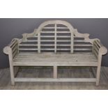 Lutyens teak garden bench with cushion, W166 x D47 x H105cm