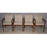 Vanson set of four teak mid century modern upholstered dining chairs