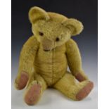 Chad Valley Teddy Bear with squeaker, blonde mohair, shaved snout, soft filling, disc joints, felt