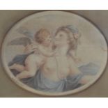 Francesco Bartolozzi after Cipriani oval monotone stipple engraving nude lady with putti, maximum