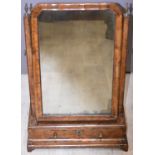 Queen Anne swing mirror with drawer below, W38 x H56cm