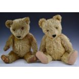 Two Steiff, Chad Valley or similar Teddy bears both with blonde mohair, growler, felt or cloth pads,