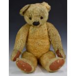 Chad Valley Teddy Bear with squeaker, blonde mohair, soft filling, disc joints, felt pads,