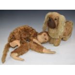 Two Farnell or similar Teddy bear pyjama cases, one in the form of a monkey the other in the form of