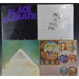 A collection of approximately 40 albums including Pink Floyd, Black Sabbath, King Crimson, The