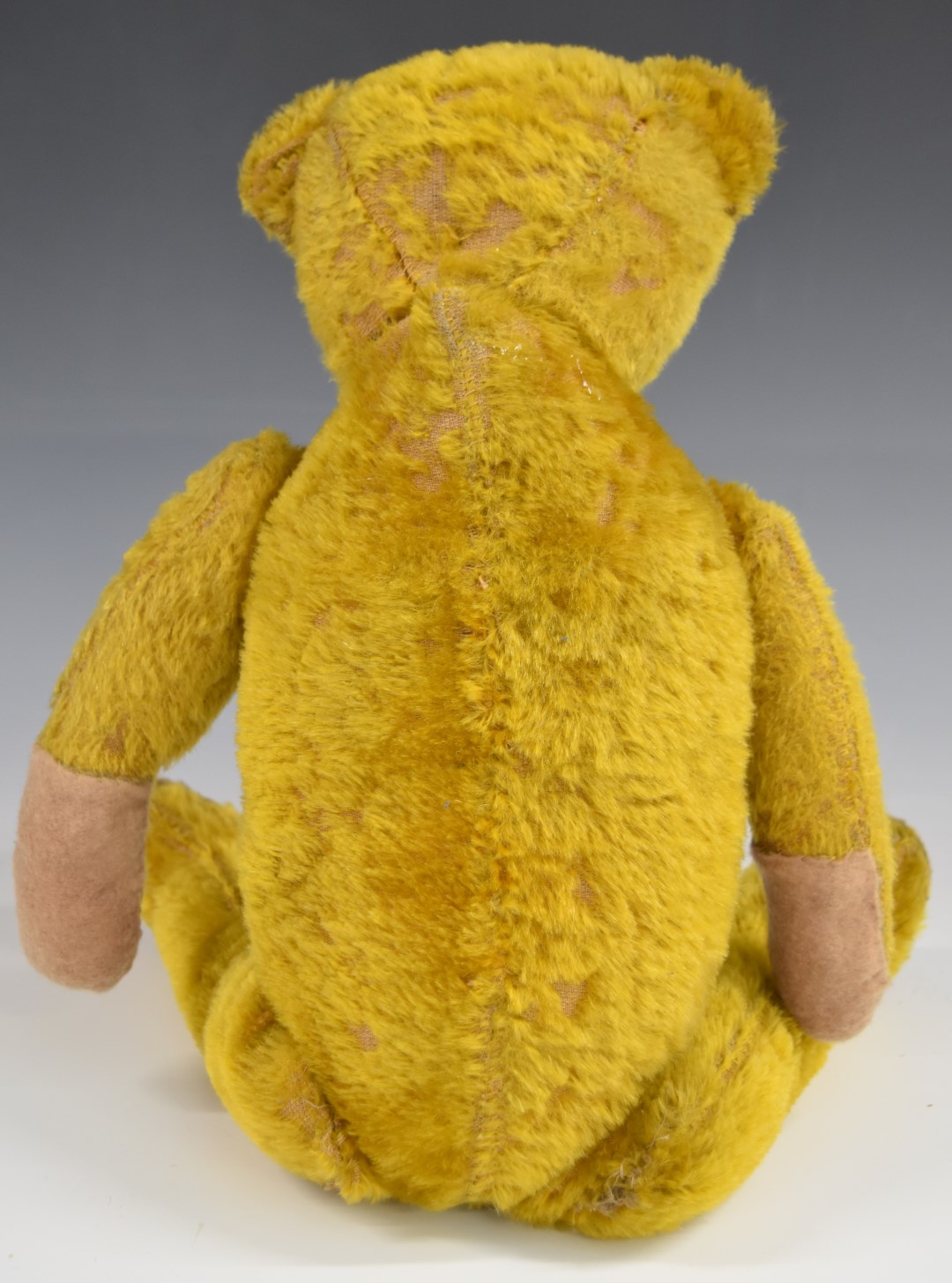 American Teddy bear with golden mohair, straw filling, disc joints, felt pads and stitched features, - Image 2 of 3