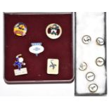 Set of six novelty Guinness advertising buttons decorated with animals together with five Butlins