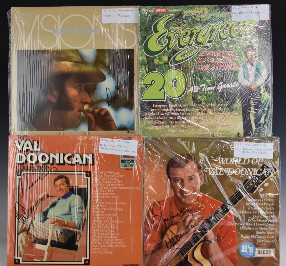 Approximately 70 albums, all signed, including The Shadows, Dr Hook, Don Williams, Gene Pitney,