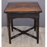 19thC mahogany fold out games table, W61 x H64cm