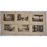 Tristram J Ellis set of six etchings of Kensington Gardens and Hyde Park, with original boards and