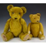Two English Teddy bears both with growler, golden mohair, straw filling, disc joints and stitched