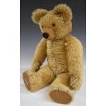 Chad Valley Teddy Bear with squeaker, blonde mohair, shaved snout, soft filling, disc joints, felt