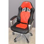 Gamer's chair with red and black upholstery