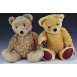 Two Chad Valley or similar Teddy bears one with growler, blonde mohair, straw filling, disc