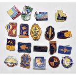 A collection of Butlins holiday camp badges for Bognor Regis and Clacton from 1955 to 1967