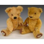 Two Chad Valley Teddy bears one with growler the other with squeaker, both with golden mohair,