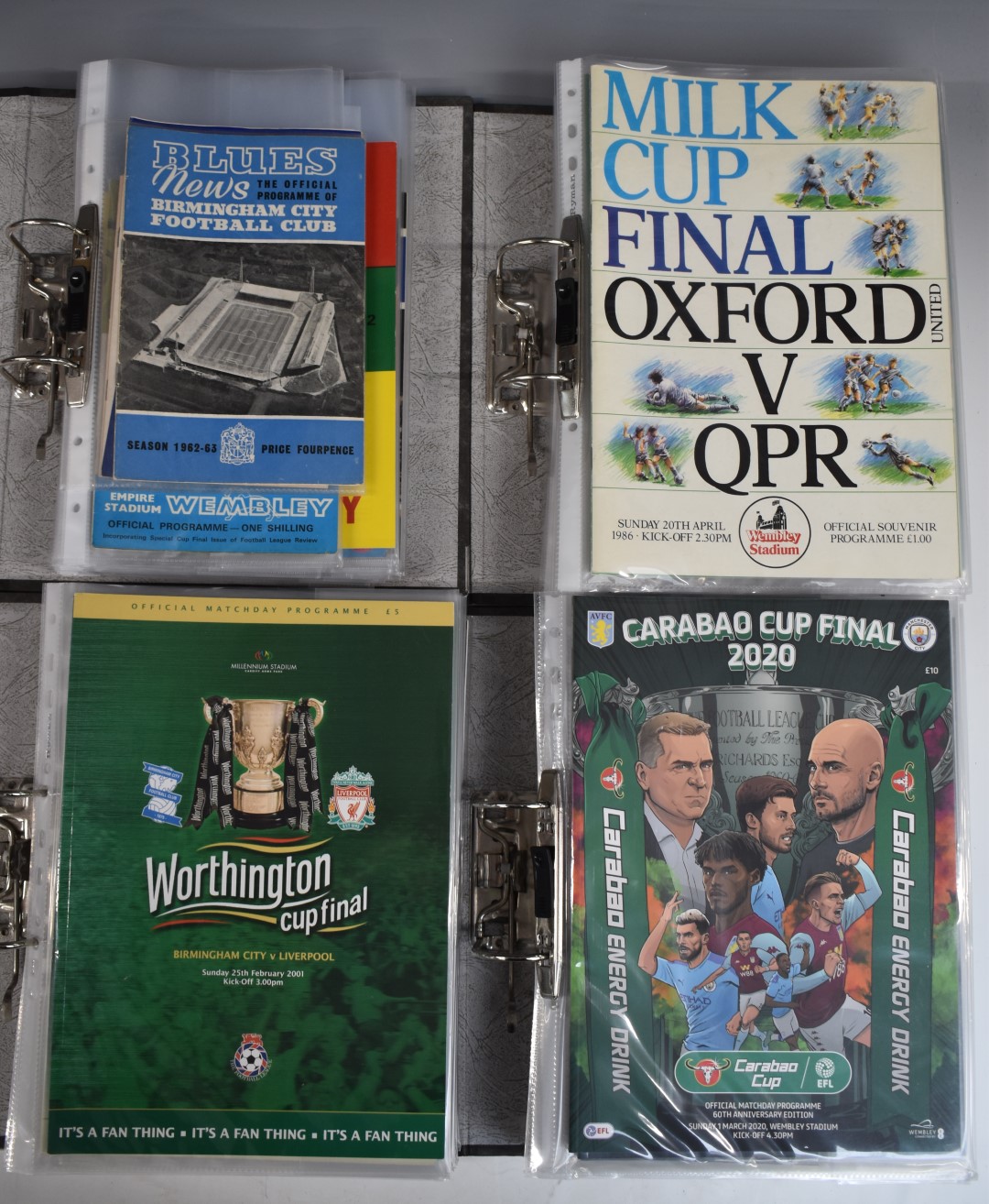 A near complete run of English League Cup football programs dating from 1986-2020