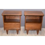 Pair of Gibbard retro / mid century modern elm bedside cabinets, W53 x D36 x H63cm