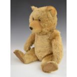 Chiltern Ting-a-Ling Teddy bear with chimes, blonde mohair, shaved snout, straw filling, disc