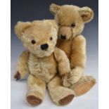Two Chad Valley, Merrythought or similar Teddy bears, one with blonde mohair, shaved snout, disc