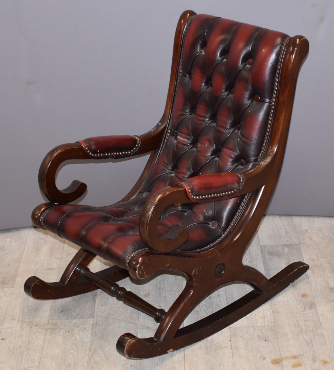 Leather Chesterfield rocking nursing chair