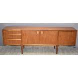 G Plan retro mid century sideboard, fitted three drawers, double cupboard and fall flap compartment,