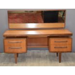 G Plan retro mid century dressing table, fitted four drawers and central pull out tray, L152 x D46 x