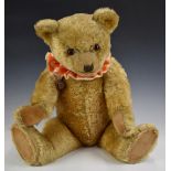 Chiltern Hugme/ Hug Me Teddy Bear with blonde mohair, shaved snout, soft filling, disc joints,