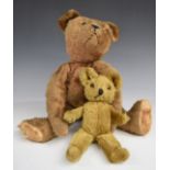 Two American Teddy Bears one in the form of a pyjama case with brown mohair, straw filled limbs,