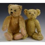 Two American Teddy bears both with blonde mohair, straw filling, disc joints, felt pads and stitched