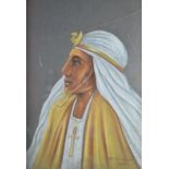 E A Macdonald pastel portrait of a an Egyptian in flowing robes, titled Sety-Mer-En-Ptah, signed and
