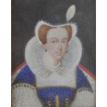 Portrait miniature of Mary Stuart Queen of Scotland, framed with a contemporary specially