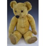 Chad Valley Teddy Bear with squeaker, golden mohair, shaved snout, soft filling, disc joints, felt