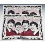 Two 1960s Beatles Irish linen tea towels produced by Ulster of Ireland