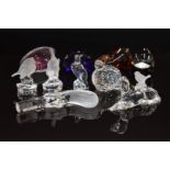 Ten various glass animal and other paperweights including Wedgwood, Hadeland, Nachtmann, Welsh Royal
