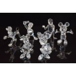 Six Swarovski Crystal Disney clear and coloured glass figures comprising Mickey Mouse, Minnie Mouse,