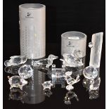 Eleven pieces of Swarovski Crystal glass including Dachshund, Swan, Buckingham Palace etc, largest