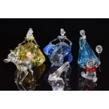 Seven Swarovski Crystal Walt Disney figurines and items comprising Cinderella and shoe, Elsa from