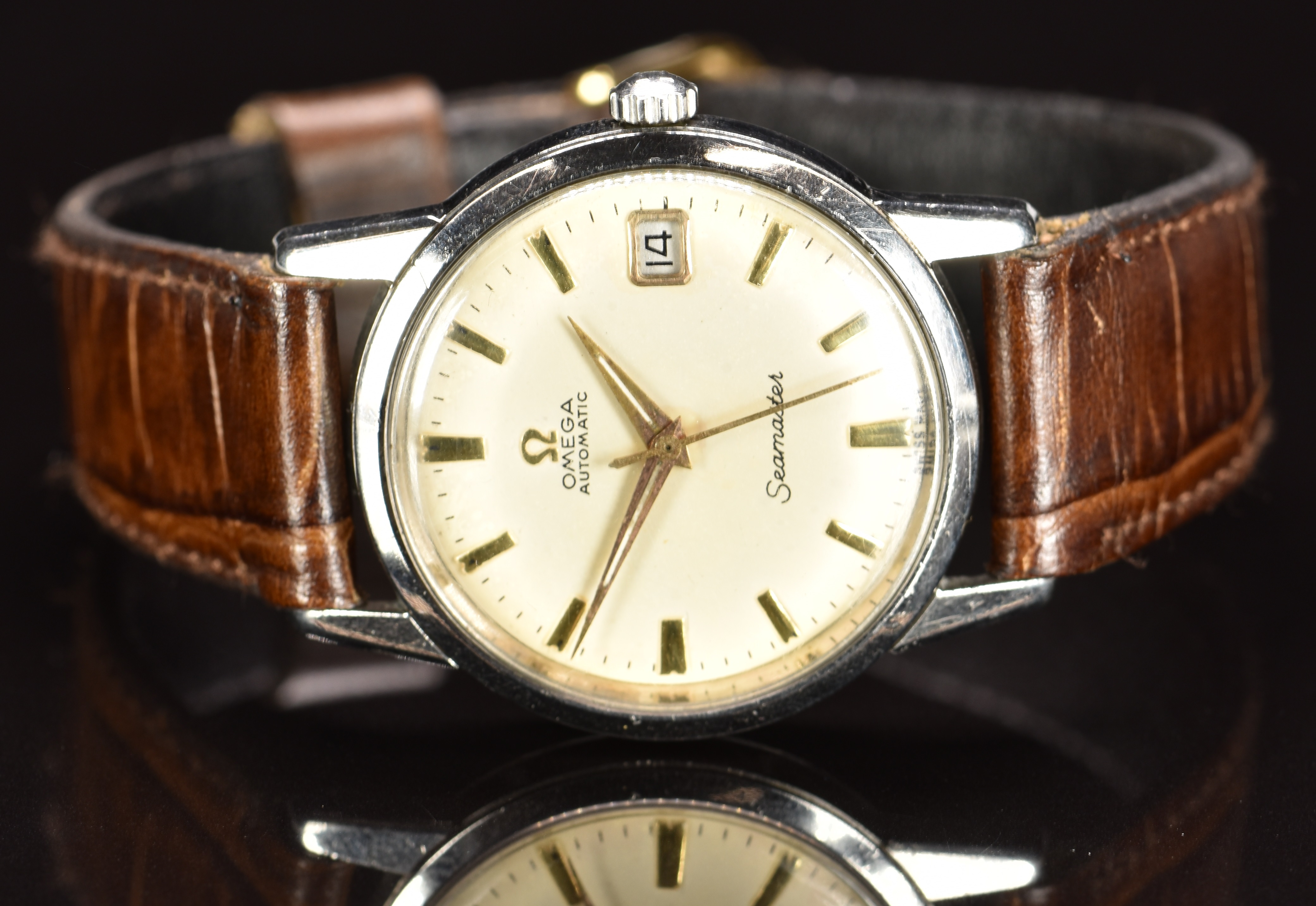 Omega Seamaster gentleman's automatic wristwatch with date aperture, luminous and gold hands, gold - Image 4 of 6