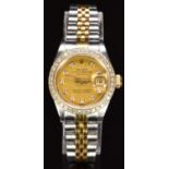 Rolex Oyster Perpetual Datejust ladies wristwatch ref. 69173 with date aperture, diamond set hour