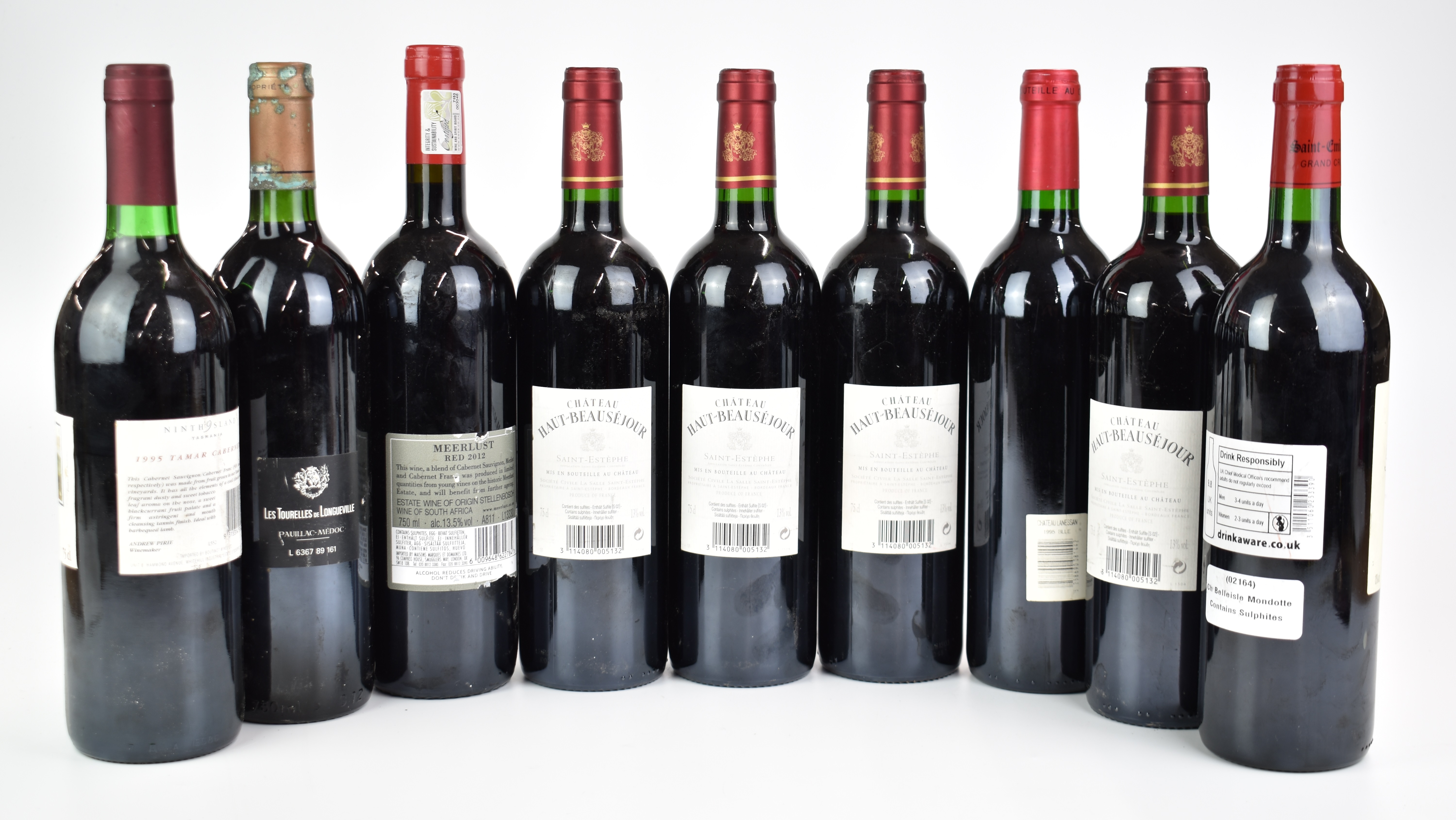 Nine bottles of red wine comprising four Chateau Haut Beauséjour Saint - Estèphe 2013, Chateau Les - Image 5 of 5