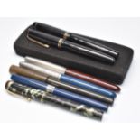 Seven fountain pens comprising Macniven & Cameron with gold Waverley nib marker 14, Conway Stewart