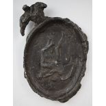 Erotic lead plaque, possibly 15th/16thC relief, decorated with a winged man or god fornicating