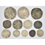 Twelve continental largely hammered silver coins to include mid 16thC France Henry III, Republic