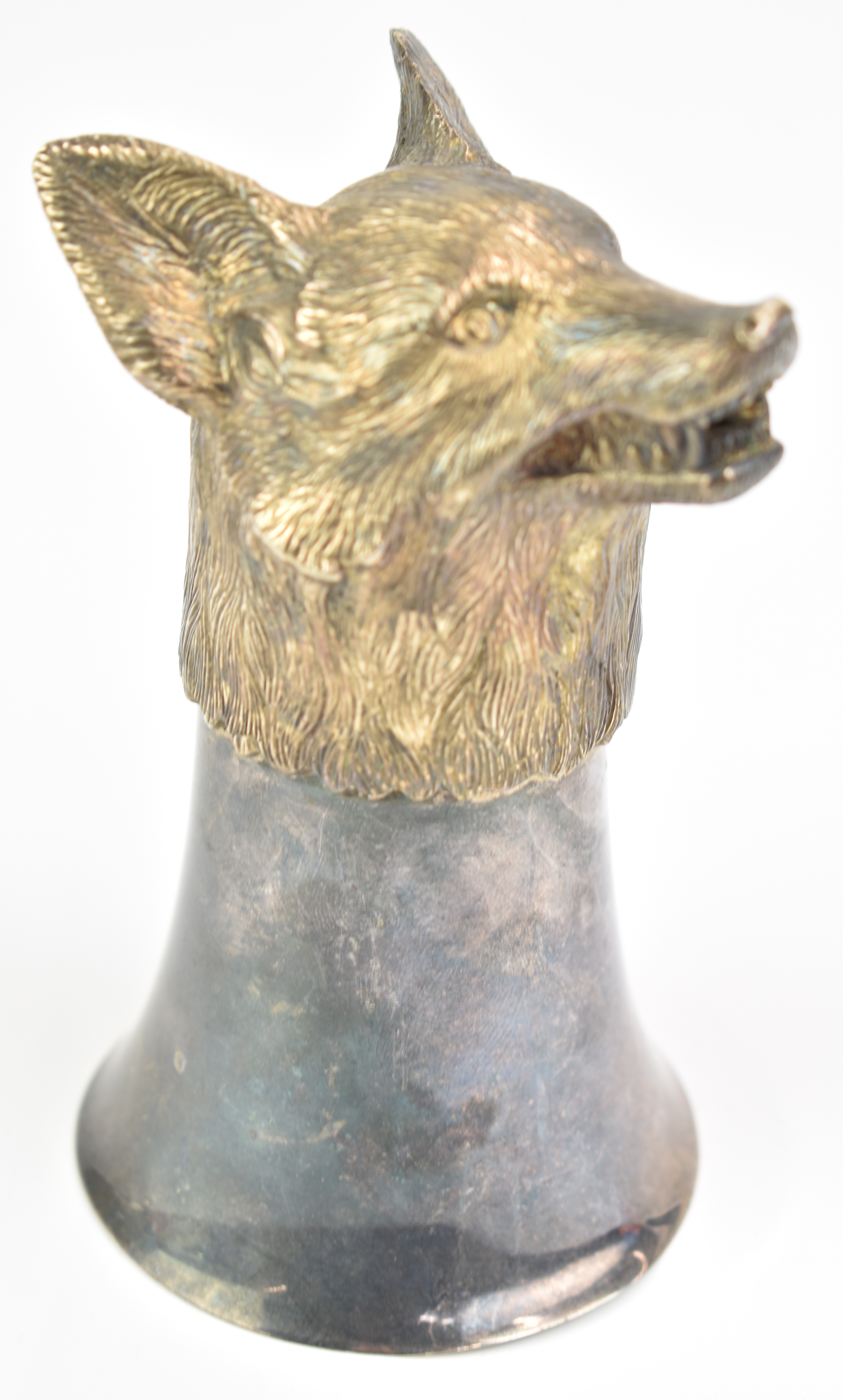 Irish hallmarked silver novelty stirrup cup formed as a fox's head, Dublin 1998, maker Alwright &