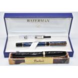 Parker Duofold and Waterman Laureat fountain pens, both in original boxes